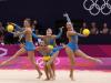 Time britânico durante apresentação na ginástica rítmica por equipes