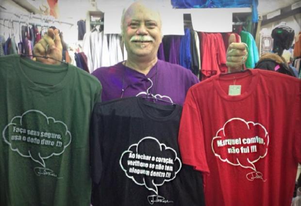 Ator Tonico Pereira abre loja de camisetas com frases de sua autoria em feira do Rio Reprodução / Instagram/Instagram