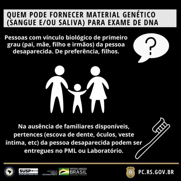 Mutirão para coleta de DNA de pessoas desaparecidas no Brasil começa na próxima segunda Polícia Civil / Divulgação/Divulgação