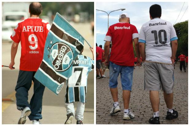 Pai e filho reeditam foto e vão a Gre-Nal juntos com a camisa dos seus times