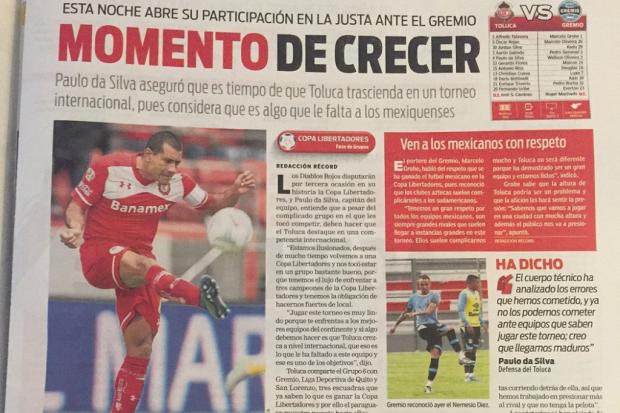 Jornais mexicanos destacam respeito do Grêmio pelo Toluca