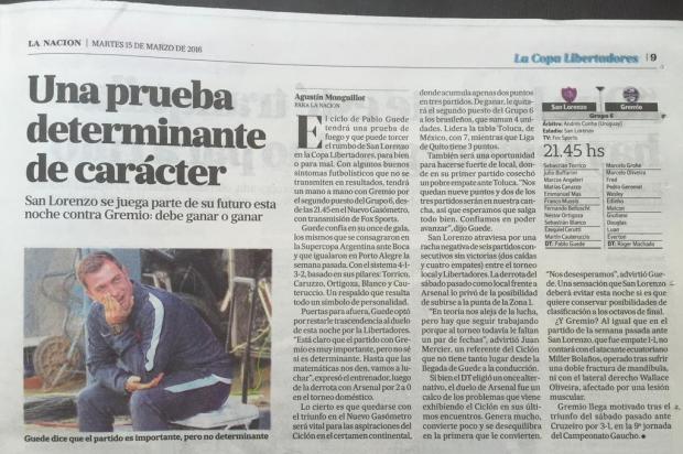 Jornais argentinos tratam duelo com o Grêmio como prova de caráter para o San Lorenzo